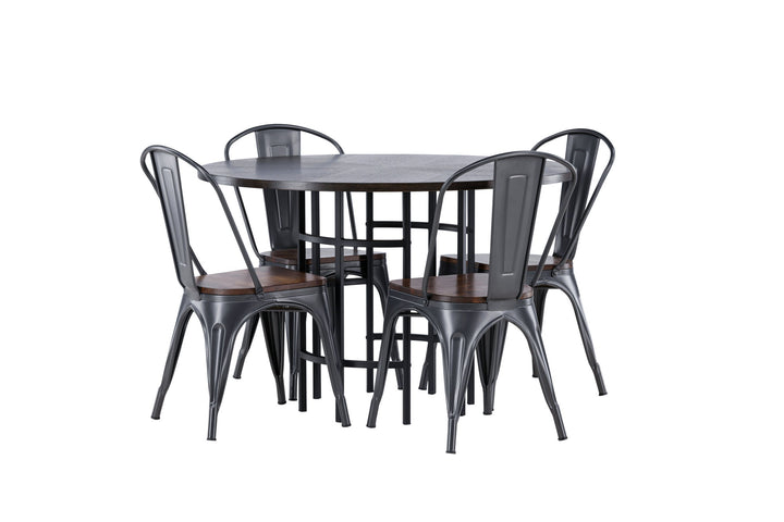 Venture Home Copenhagen Dining Table - Black / Mocca Veneer +Tempe Dining Chair - Dark grey / Dark Brown MDF _4