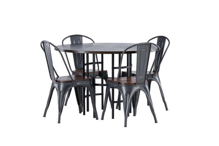 Venture Home Copenhagen Dining Table - Black / Mocca Veneer +Tempe Dining Chair - Dark grey / Dark Brown MDF _4