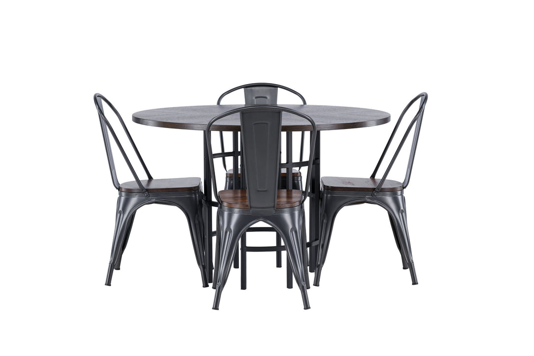 Venture Home Copenhagen Dining Table - Black / Mocca Veneer +Tempe Dining Chair - Dark grey / Dark Brown MDF _4