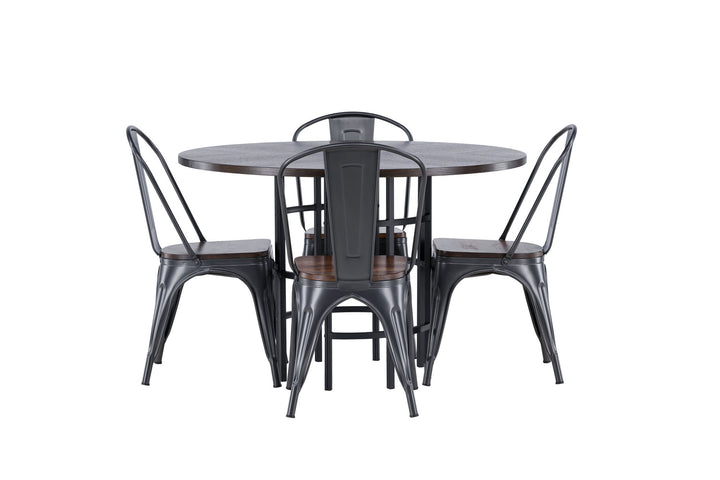 Venture Home Copenhagen Dining Table - Black / Mocca Veneer +Tempe Dining Chair - Dark grey / Dark Brown MDF _4