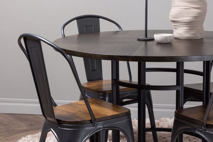 Venture Home Copenhagen Dining Table - Black / Mocca Veneer +Tempe Dining Chair - Dark grey / Dark Brown MDF _4