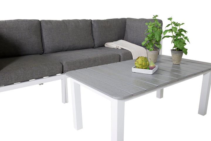 Venture Home GR18095, Copacabana Lounge Set 5pcs - White Alu / Grey Cushion+Parma Sofa Table