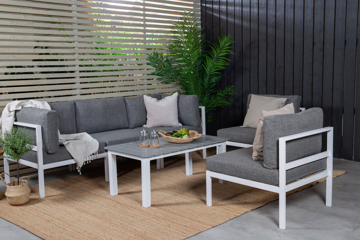 Venture Home GR18095, Copacabana Lounge Set 5pcs - White Alu / Grey Cushion+Parma Sofa Table