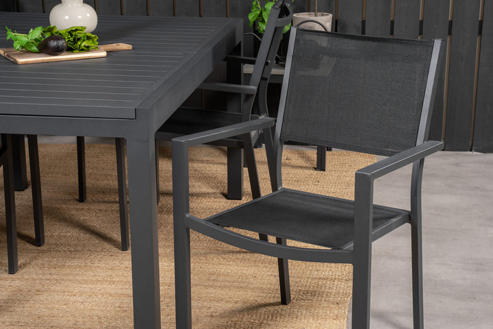 Venture Home Marbella Table 160/240 - Black/Black - Copacabana Stacking Chair - Black/Black 4