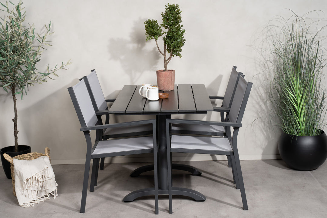 Venture Home Denver Café Table 120*70 - Black Alu / Black Aintwood+Copacabana Arm Chair (stac