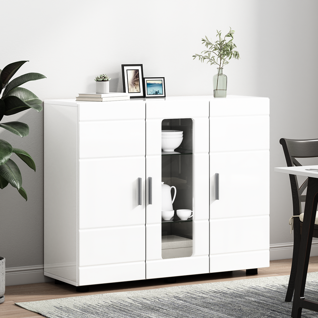 Træskab Høj gloss hvid 88,5 x 30,5 x 73 cm Konstrueret træ