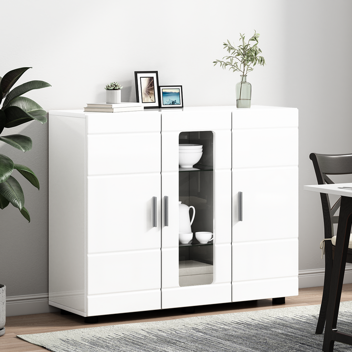 Træskab Høj gloss hvid 88,5 x 30,5 x 73 cm Konstrueret træ