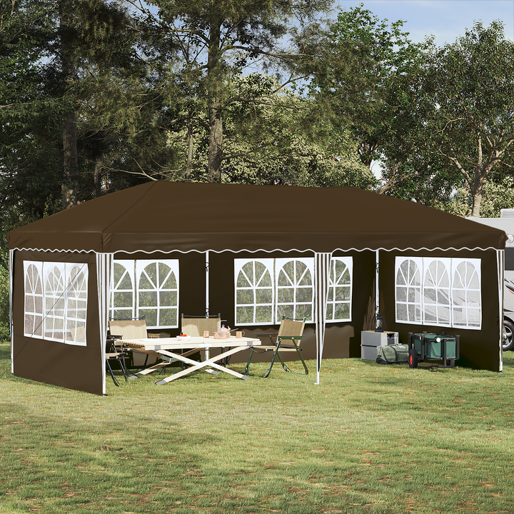 Pop-up Festtelt 575 x 289 x 245 cm Gråbrun