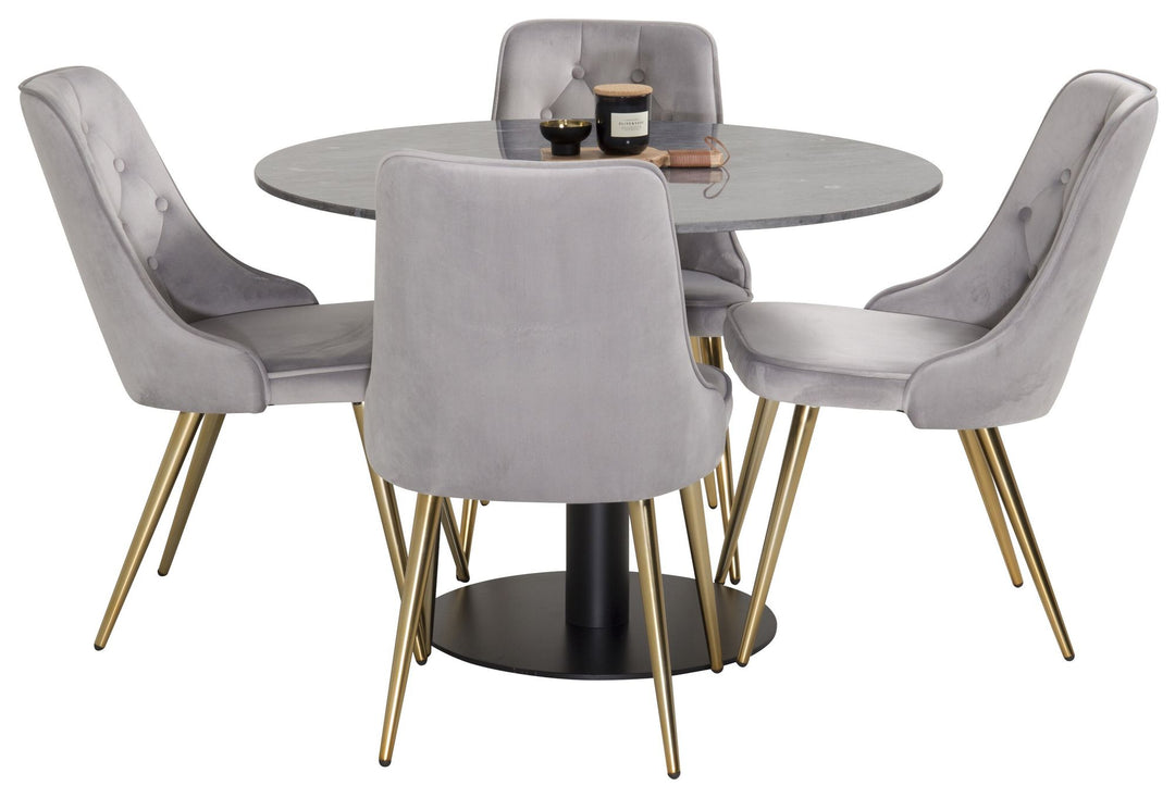 Venture Home Estelle runt Matbord - Svart / Svart marmor - ø106*H75Velvet Deluxe Dining Chair
