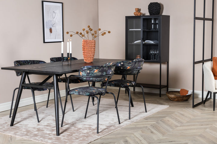 Venture Home Sleek Extentiontable Black Brushed - 195*95+Arrow armchair - Black Legs - Black