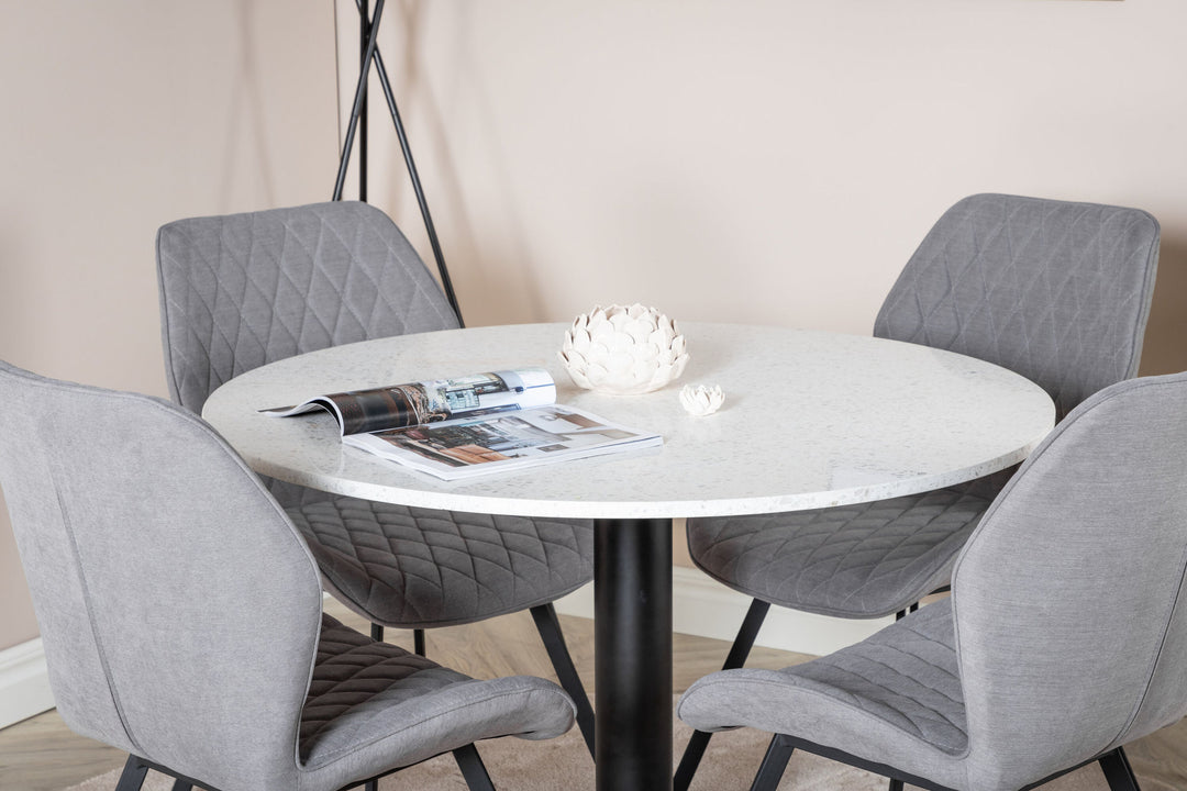 Venture Home Razzia Dining Table ø106cm - White / Black+Gemma Dining Chair - Black Legs - G