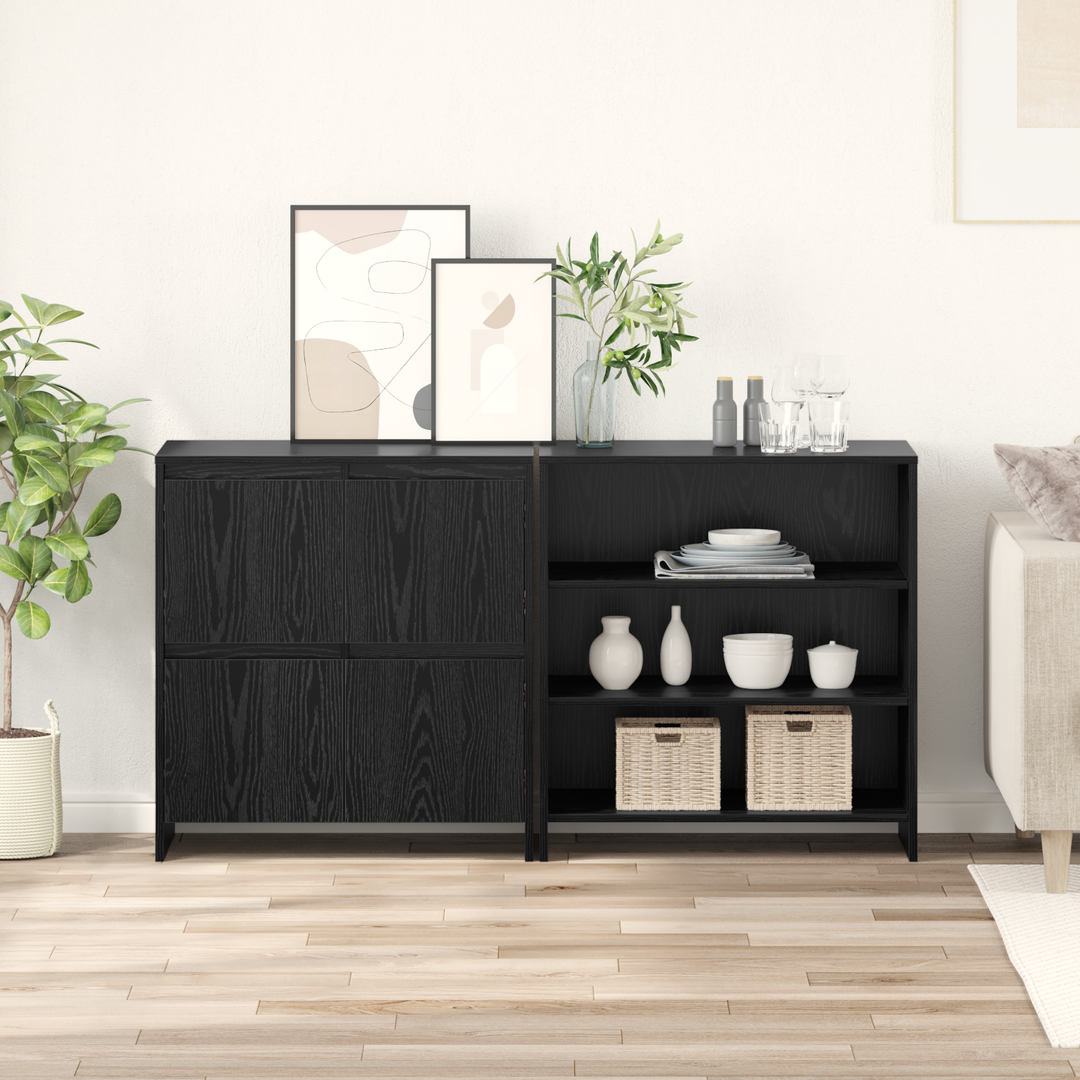 Sideboard 2 pcs Sort eg 70 x 41 x 75 cm Konstrueret træ