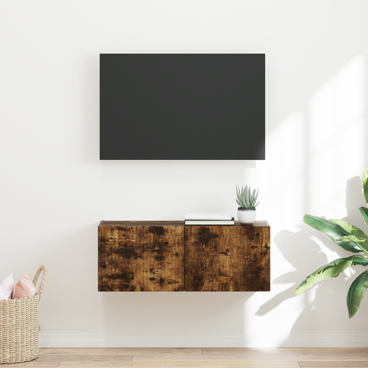 TV vægskab Røget eg 78,5 x 31 x 29,5 cm Konstrueret træ