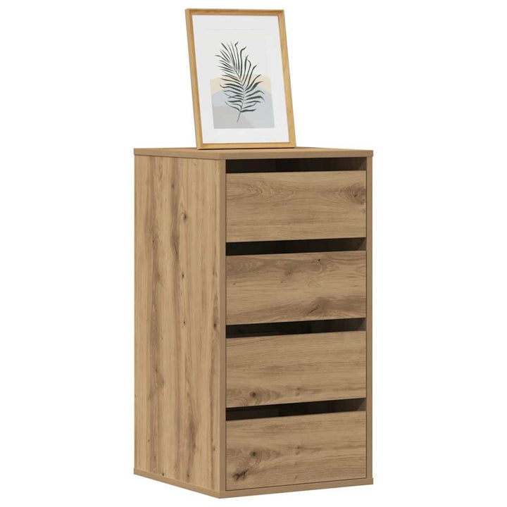kommode til hjørne 40x41x76 cm konstrueret træ egetræsfarve