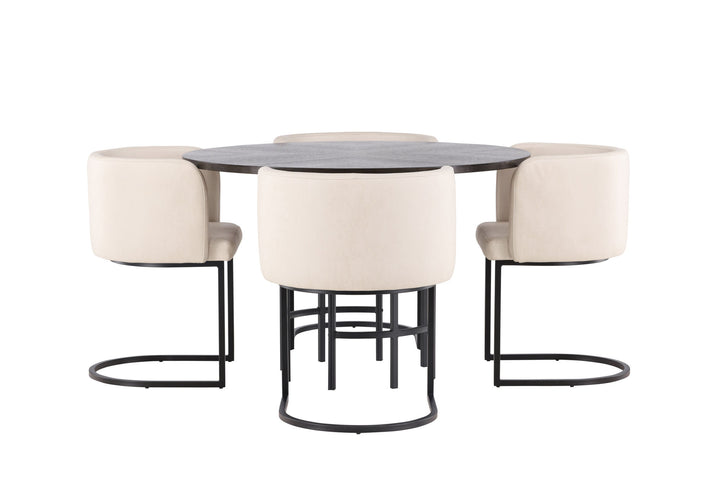 Venture Home Copenhagen Dining Table - Black / Mocca Veneer +Simrishman Dining Chair - Black / Beige TC-fabric _4