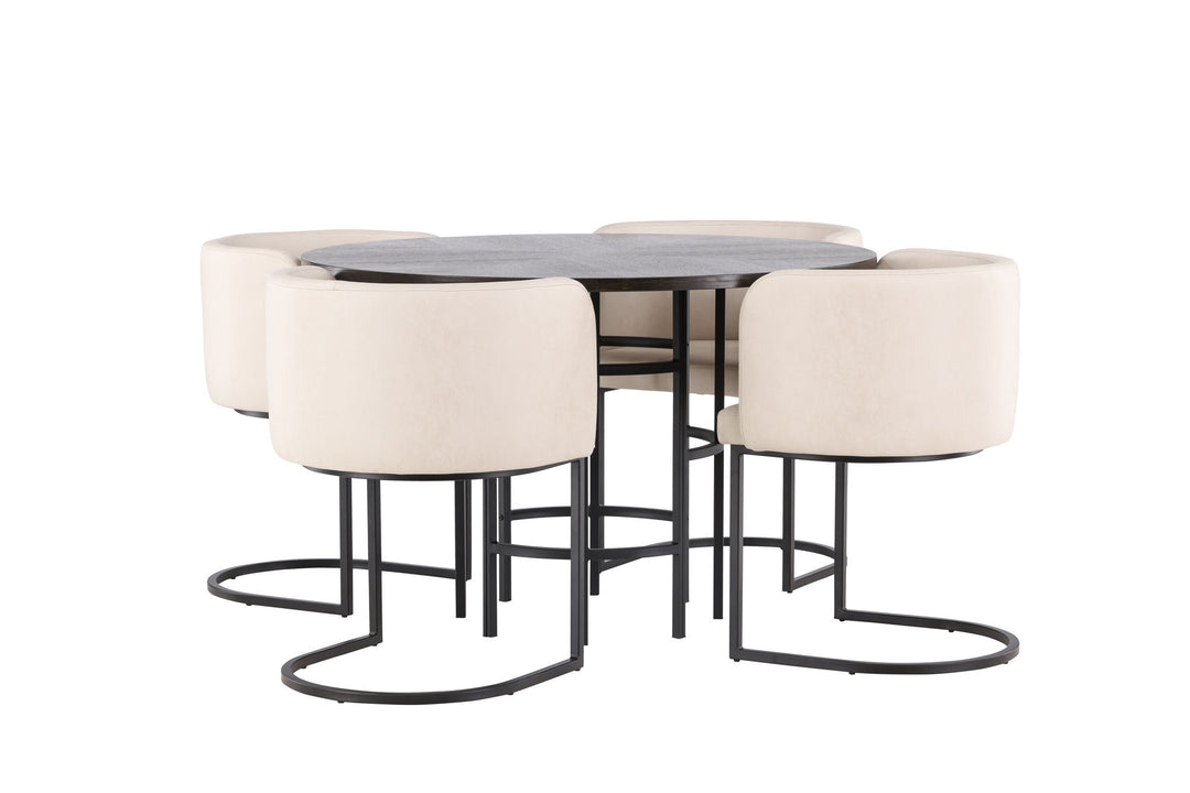 Venture Home Copenhagen Dining Table - Black / Mocca Veneer +Simrishman Dining Chair - Black / Beige TC-fabric _4