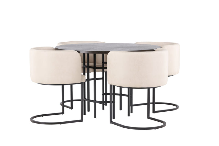 Venture Home Copenhagen Dining Table - Black / Mocca Veneer +Simrishman Dining Chair - Black / Beige TC-fabric _4