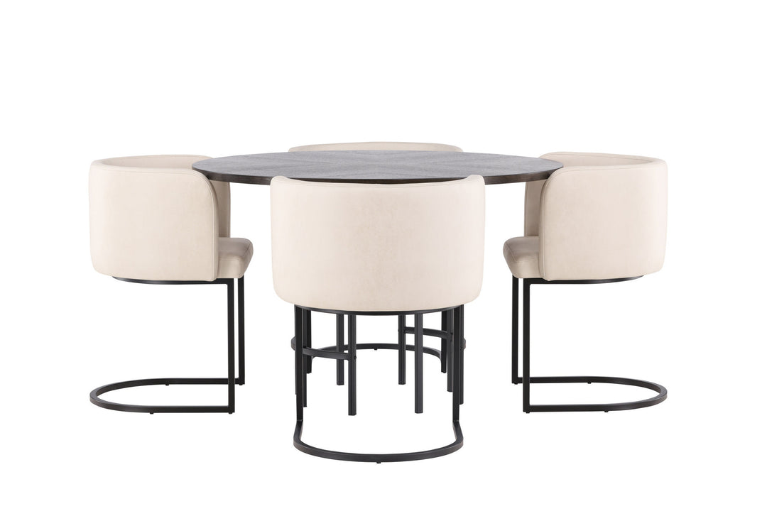 Venture Home Copenhagen Dining Table - Black / Mocca Veneer +Simrishman Dining Chair - Black / Beige TC-fabric _4