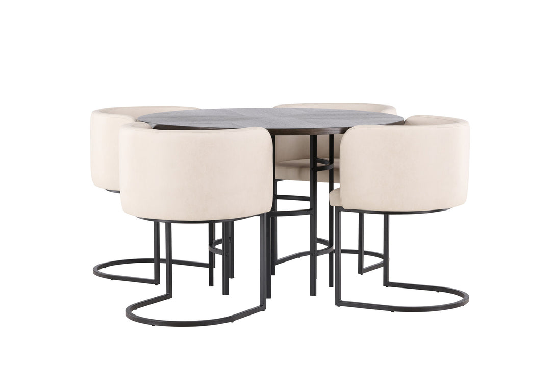 Venture Home Copenhagen Dining Table - Black / Mocca Veneer +Simrishman Dining Chair - Black / Beige TC-fabric _4