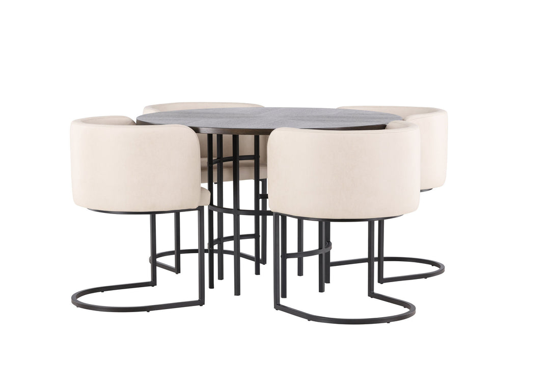 Venture Home Copenhagen Dining Table - Black / Mocca Veneer +Simrishman Dining Chair - Black / Beige TC-fabric _4