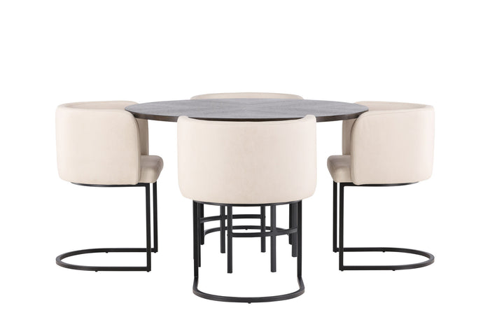Venture Home Copenhagen Dining Table - Black / Mocca Veneer +Simrishman Dining Chair - Black / Beige TC-fabric _4