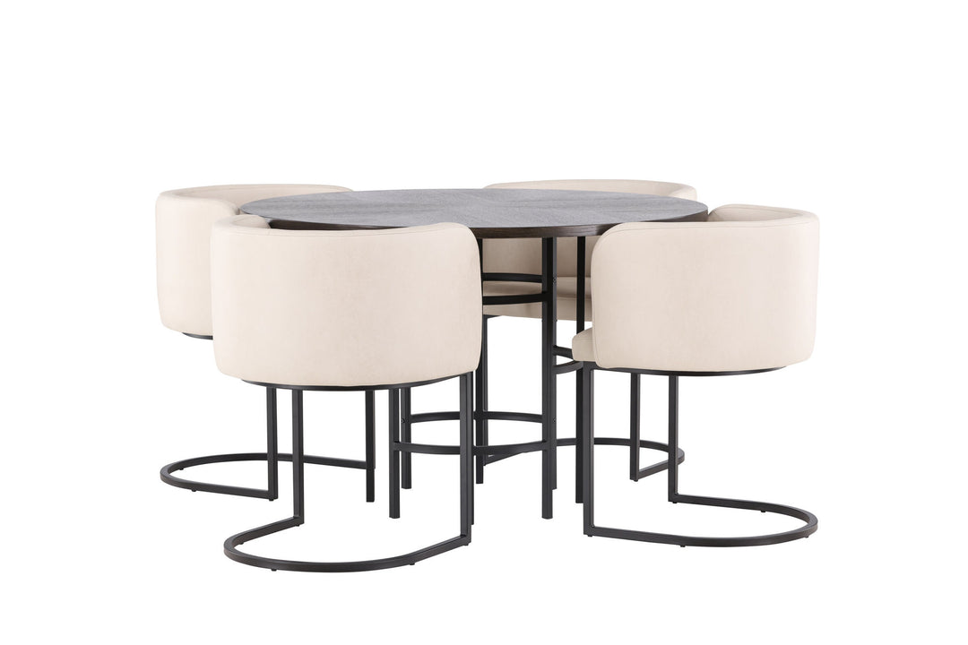 Venture Home Copenhagen Dining Table - Black / Mocca Veneer +Simrishman Dining Chair - Black / Beige TC-fabric _4