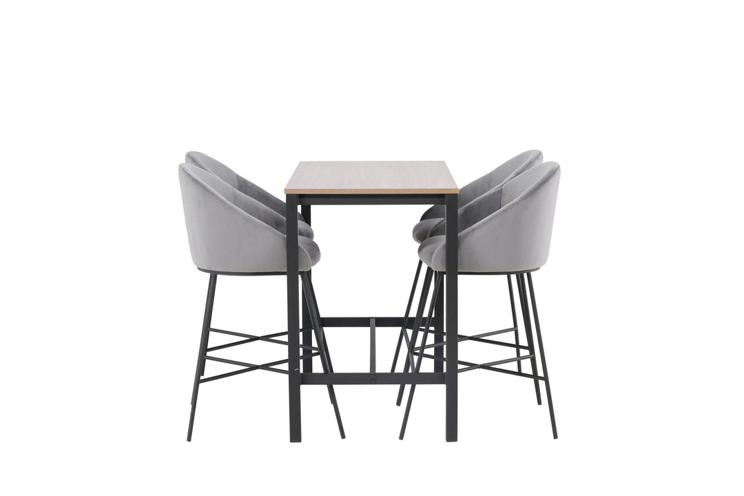 Venture Home Camden Bar Table - Walnut / Walnut MDF +Velvet Bar Chair - Black / Dark Grey Velvet _4