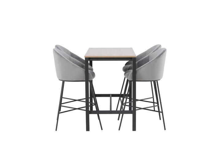 Venture Home Camden Bar Table - Walnut / Walnut MDF +Velvet Bar Chair - Black / Dark Grey Velvet _4