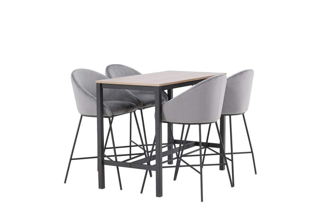 Venture Home Camden Bar Table - Walnut / Walnut MDF +Velvet Bar Chair - Black / Dark Grey Velvet _4