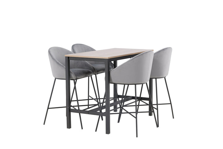 Venture Home Camden Bar Table - Walnut / Walnut MDF +Velvet Bar Chair - Black / Dark Grey Velvet _4