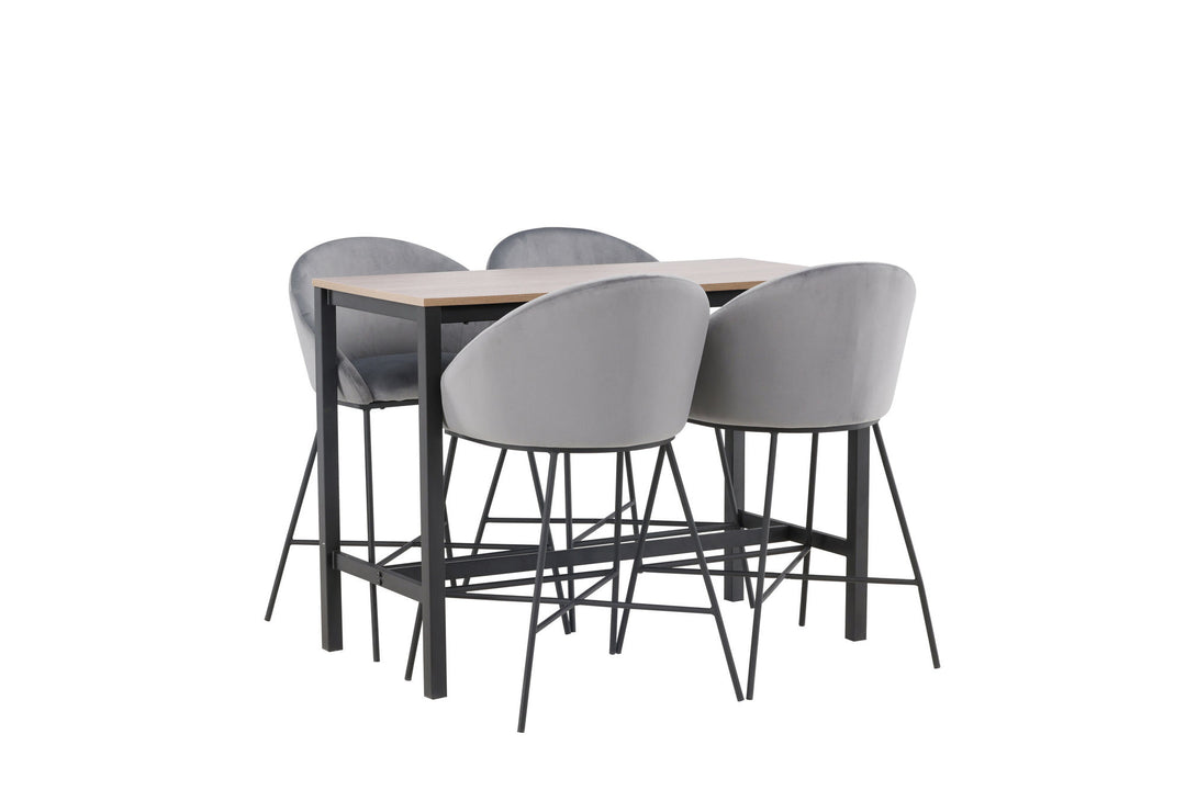 Venture Home Camden Bar Table - Walnut / Walnut MDF +Velvet Bar Chair - Black / Dark Grey Velvet _4