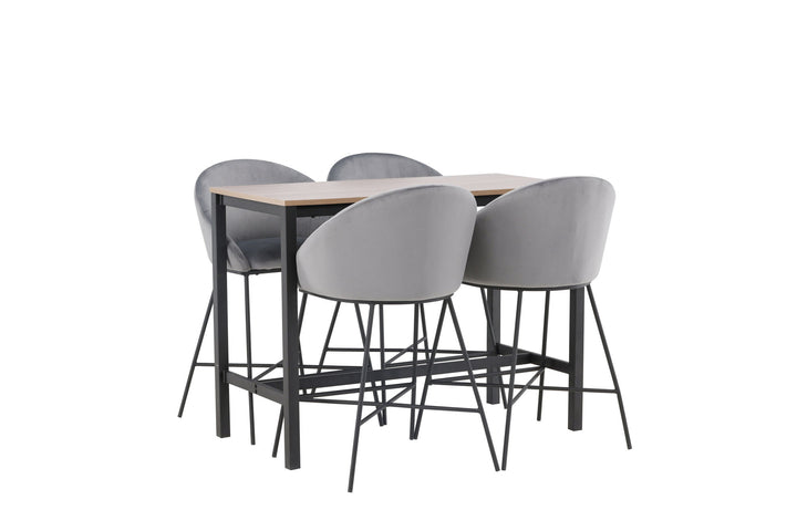 Venture Home Camden Bar Table - Walnut / Walnut MDF +Velvet Bar Chair - Black / Dark Grey Velvet _4