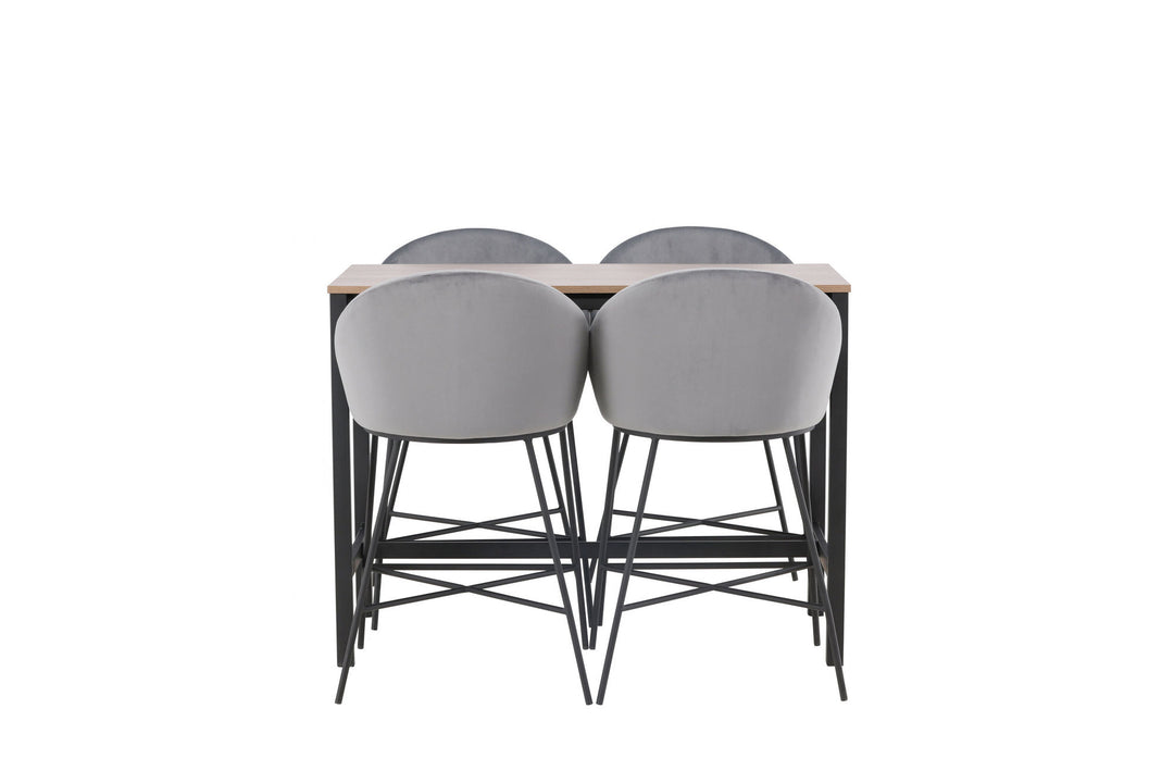 Venture Home Camden Bar Table - Walnut / Walnut MDF +Velvet Bar Chair - Black / Dark Grey Velvet _4