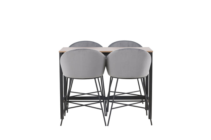 Venture Home Camden Bar Table - Walnut / Walnut MDF +Velvet Bar Chair - Black / Dark Grey Velvet _4