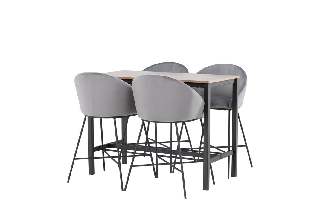 Venture Home Camden Bar Table - Walnut / Walnut MDF +Velvet Bar Chair - Black / Dark Grey Velvet _4