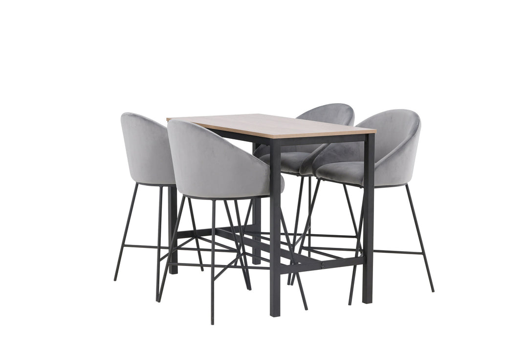 Venture Home Camden Bar Table - Walnut / Walnut MDF +Velvet Bar Chair - Black / Dark Grey Velvet _4
