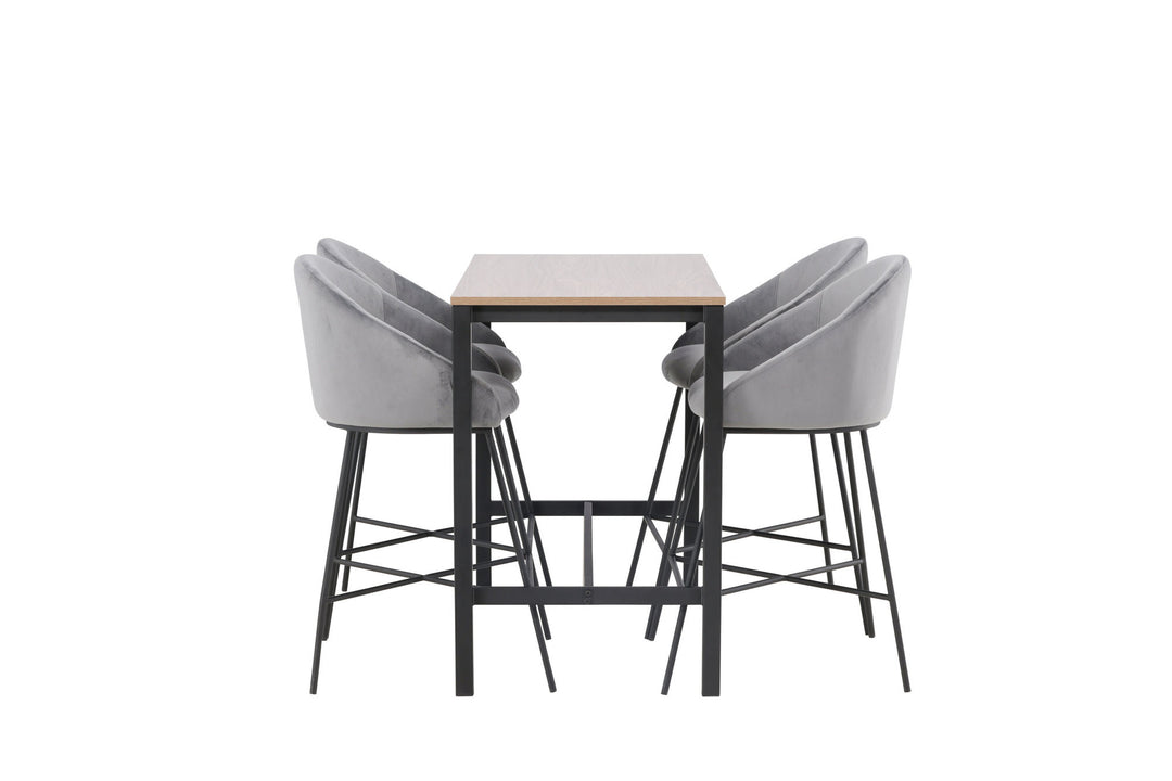 Venture Home Camden Bar Table - Walnut / Walnut MDF +Velvet Bar Chair - Black / Dark Grey Velvet _4