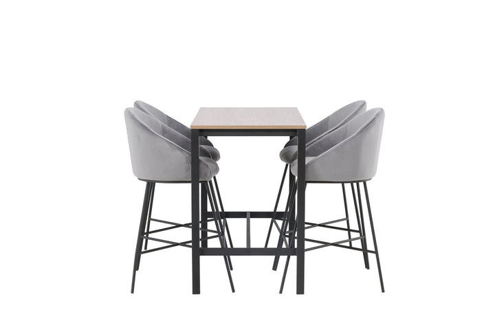 Venture Home Camden Bar Table - Walnut / Walnut MDF +Velvet Bar Chair - Black / Dark Grey Velvet _4