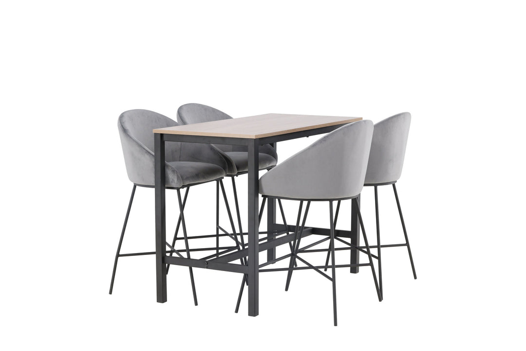 Venture Home Camden Bar Table - Walnut / Walnut MDF +Velvet Bar Chair - Black / Dark Grey Velvet _4