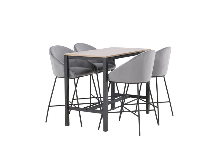 Venture Home Camden Bar Table - Walnut / Walnut MDF +Velvet Bar Chair - Black / Dark Grey Velvet _4
