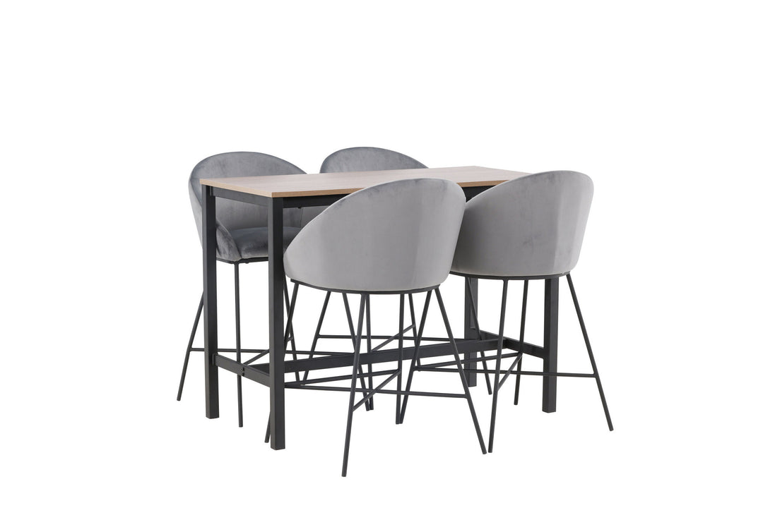 Venture Home Camden Bar Table - Walnut / Walnut MDF +Velvet Bar Chair - Black / Dark Grey Velvet _4