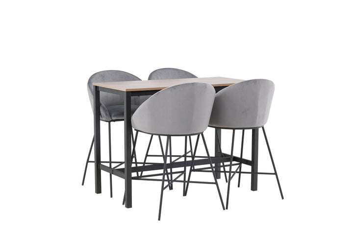 Venture Home Camden Bar Table - Walnut / Walnut MDF +Velvet Bar Chair - Black / Dark Grey Velvet _4