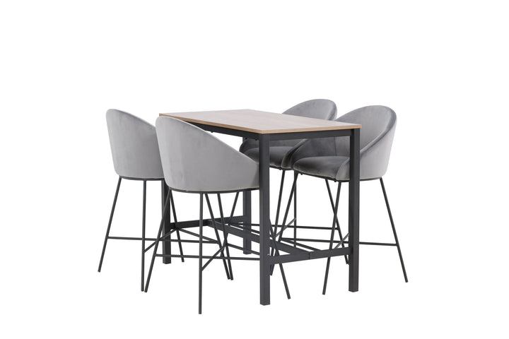 Venture Home Camden Bar Table - Walnut / Walnut MDF +Velvet Bar Chair - Black / Dark Grey Velvet _4