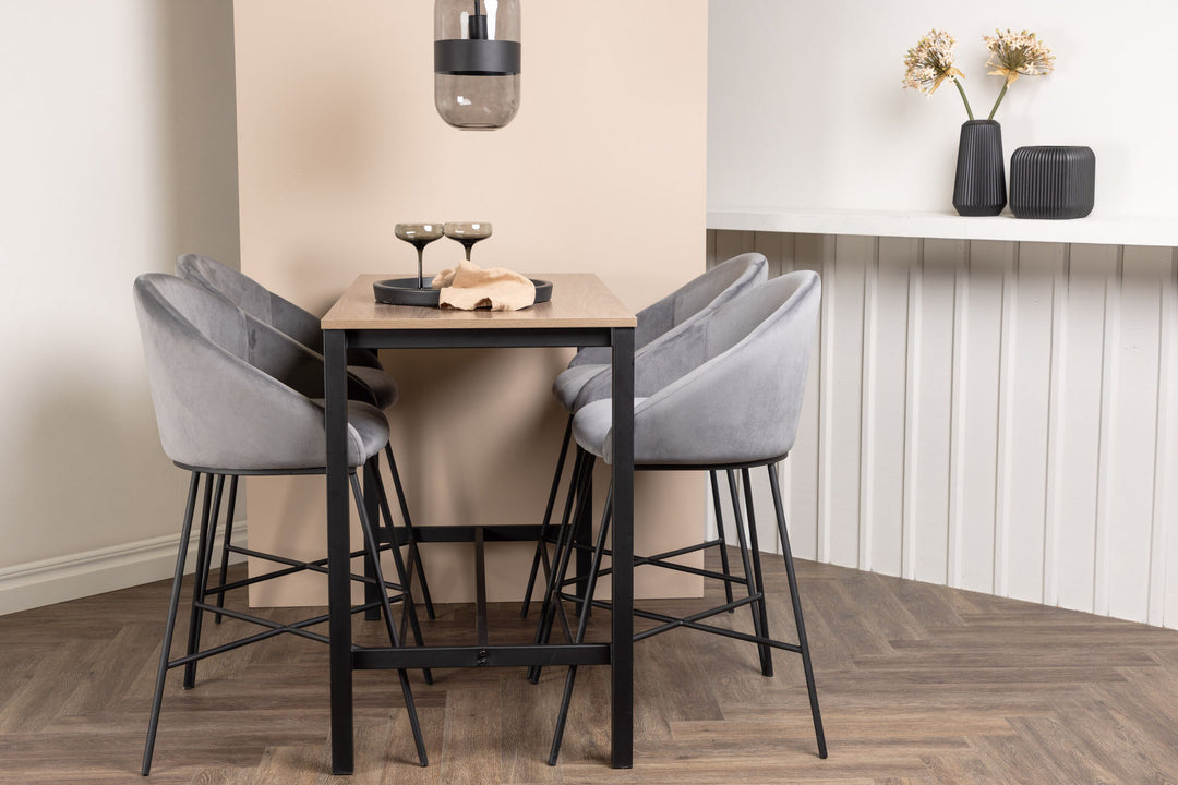 Venture Home Camden Bar Table - Walnut / Walnut MDF +Velvet Bar Chair - Black / Dark Grey Velvet _4