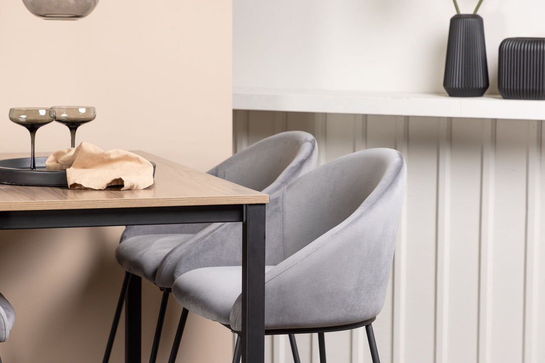 Venture Home Camden Bar Table - Walnut / Walnut MDF +Velvet Bar Chair - Black / Dark Grey Velvet _4