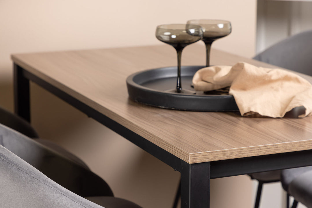 Venture Home Camden Bar Table - Walnut / Walnut MDF +Velvet Bar Chair - Black / Dark Grey Velvet _4