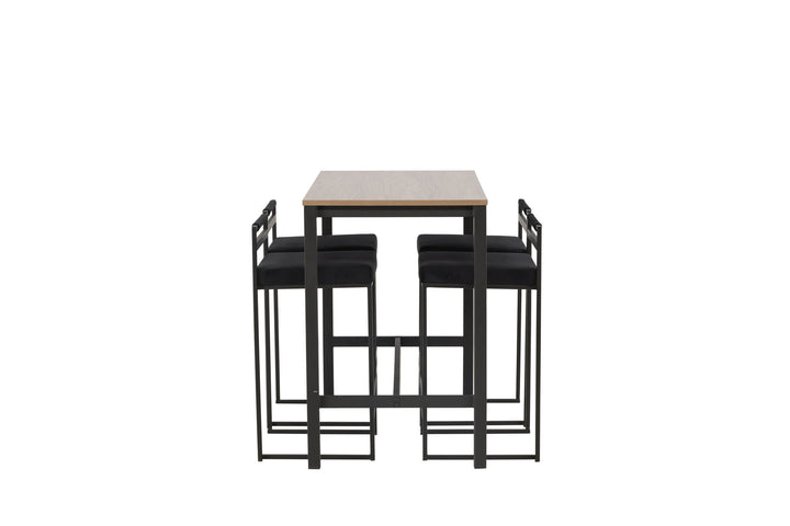Venture Home Camden Bar Table - Walnut / Walnut MDF +Opelika Bar Chair - Black / Black Velvet _4