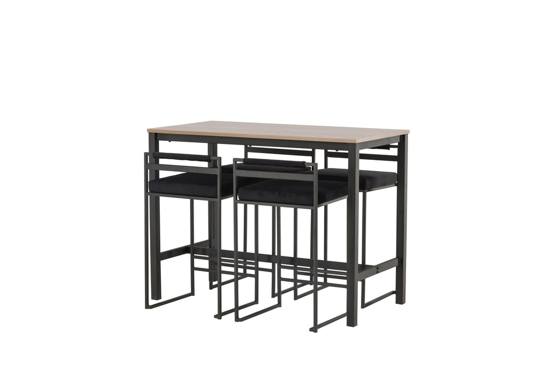 Venture Home Camden Bar Table - Walnut / Walnut MDF +Opelika Bar Chair - Black / Black Velvet _4