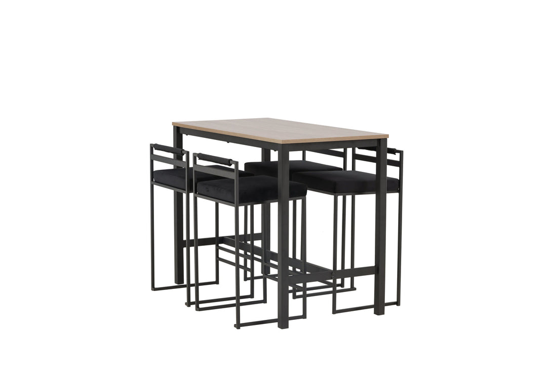 Venture Home Camden Bar Table - Walnut / Walnut MDF +Opelika Bar Chair - Black / Black Velvet _4