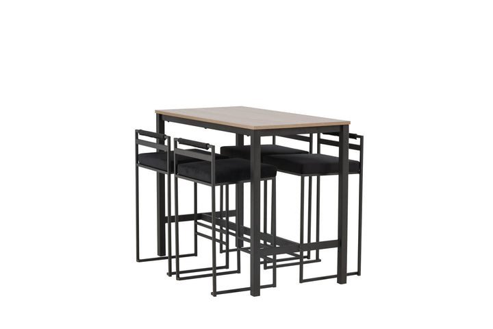 Venture Home Camden Bar Table - Walnut / Walnut MDF +Opelika Bar Chair - Black / Black Velvet _4